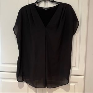 INC International Concepts V Neck Black Top Size L